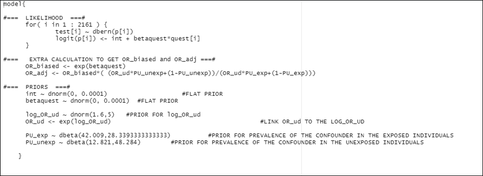 Figure. Model unmeasured confounder (Lash’s adjustment).